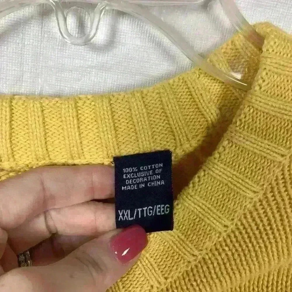 Men's Sweater Ralph Lauren Chaps Knit Pullover Size XXL‎ 2XL Vintage Yellow 90s - Picture 4 of 11